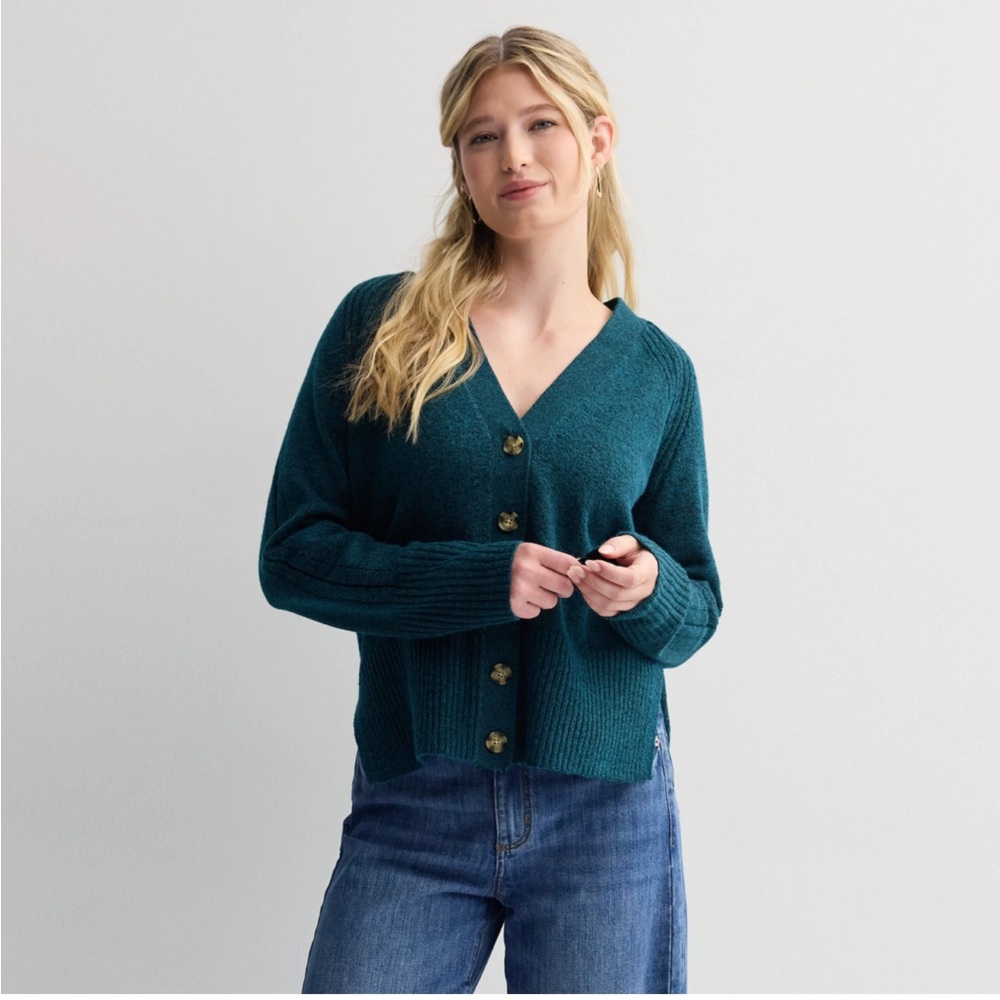 Sonoma Teal V-Neck Cardigan petite large